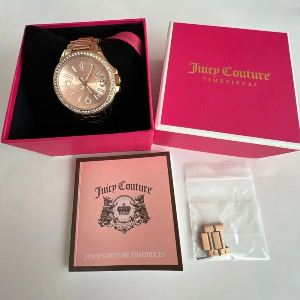 Juicy Couture Timepieces Women Analog Wristwatch Rose Gold Tone New Battery NWOT